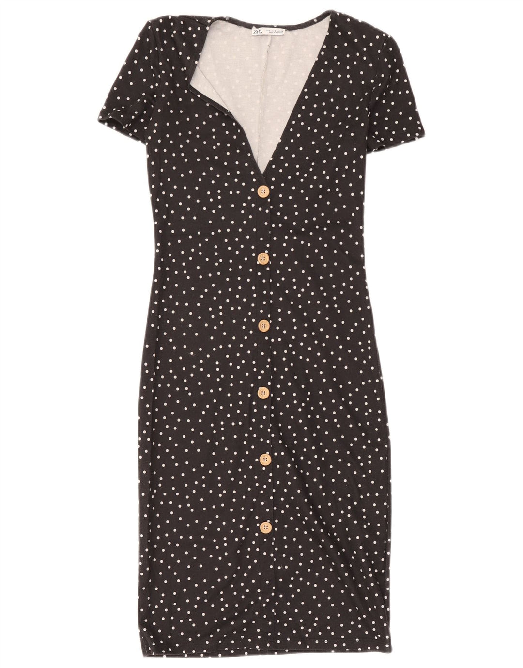 Zara Vestido tubo para mujer UK 8 Pequeño Poliéster de lunares negros
