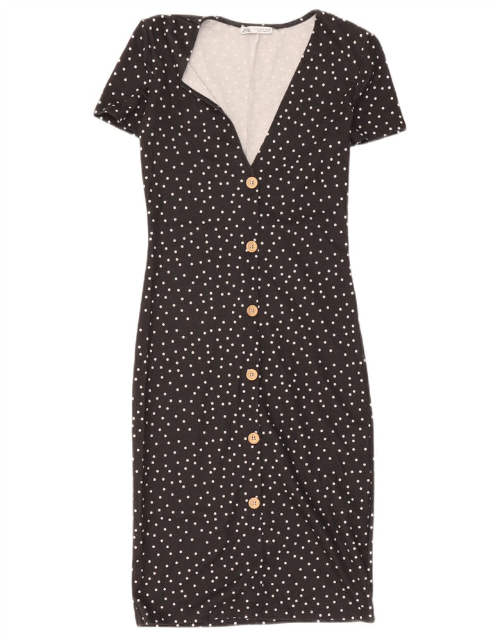 Zara Vestido tubo para mujer UK 8 Pequeño Poliéster de lunares negros