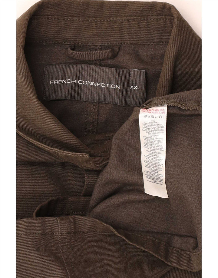 French Connection Camisa Sobrecamisa para Hombre 2XL Algodón Caqui