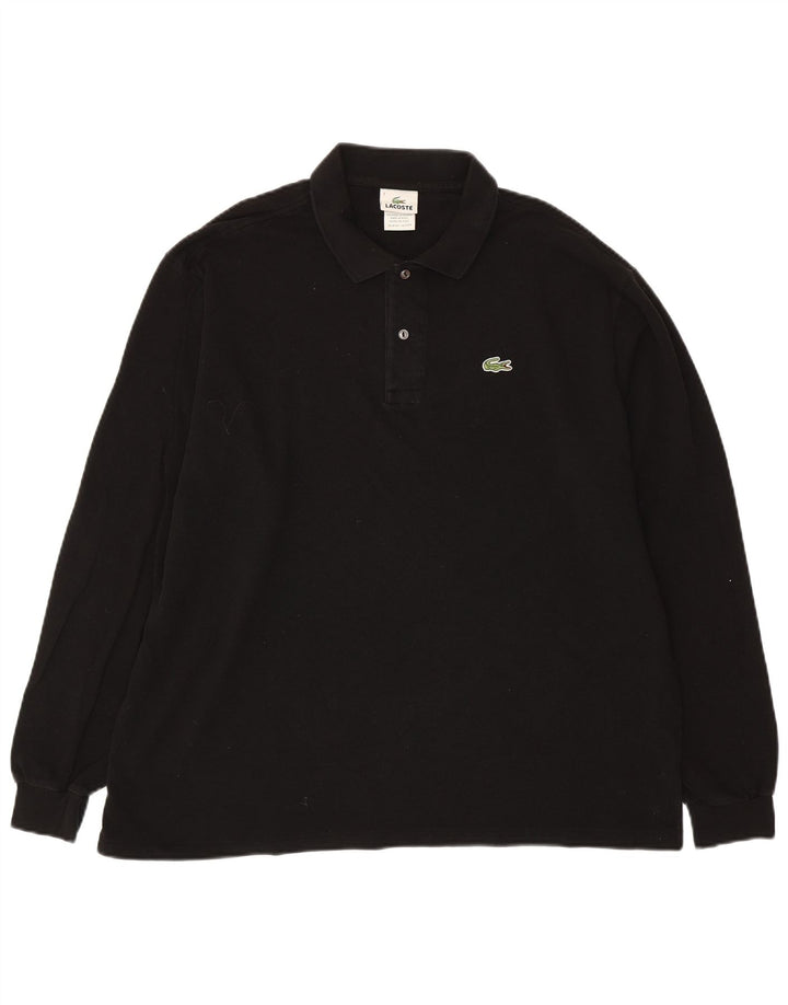 LACOSTE Polo de manga larga para hombre talla 7 2XL algodón negro
