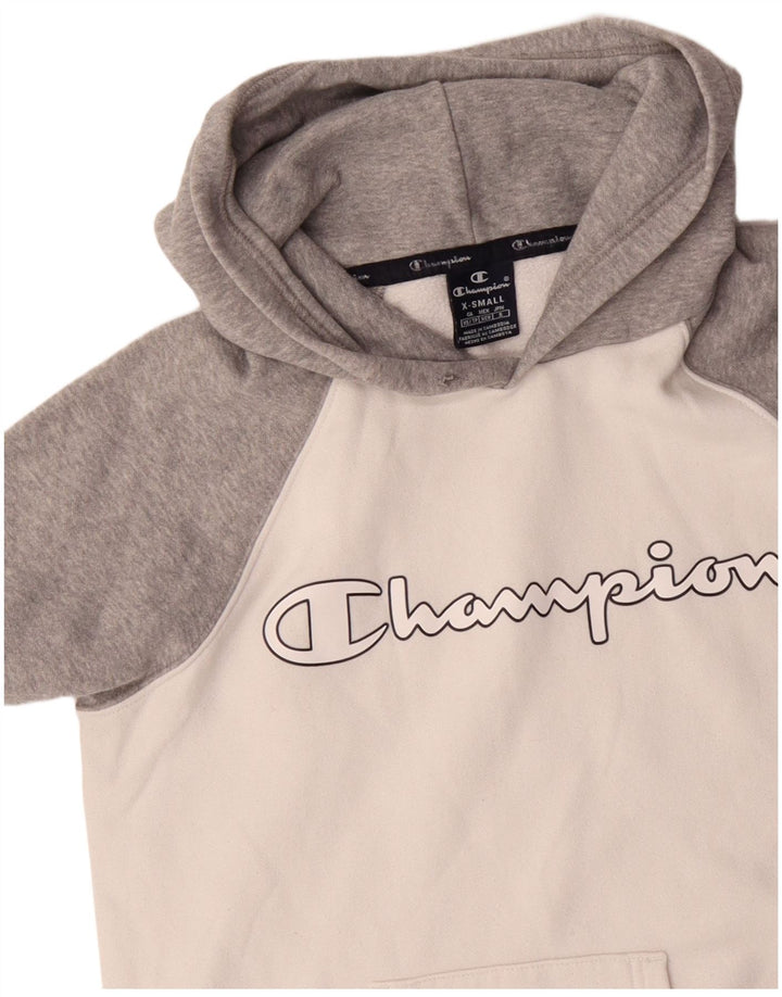 CHAMPION Jersey con capucha gráfica para hombre XS Gris Colorblock Algodón