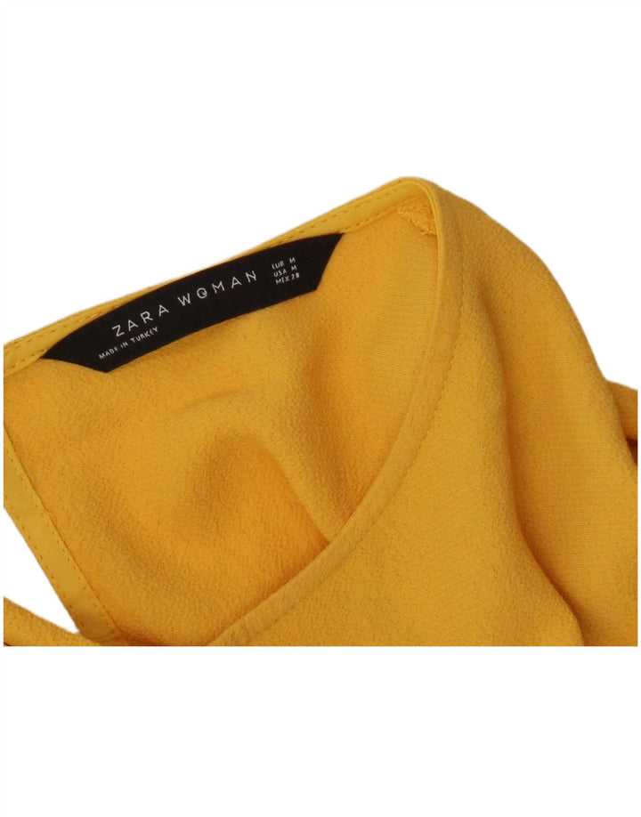 Zara Mujer Crop Blusa Top UK 42 Medio Amarillo