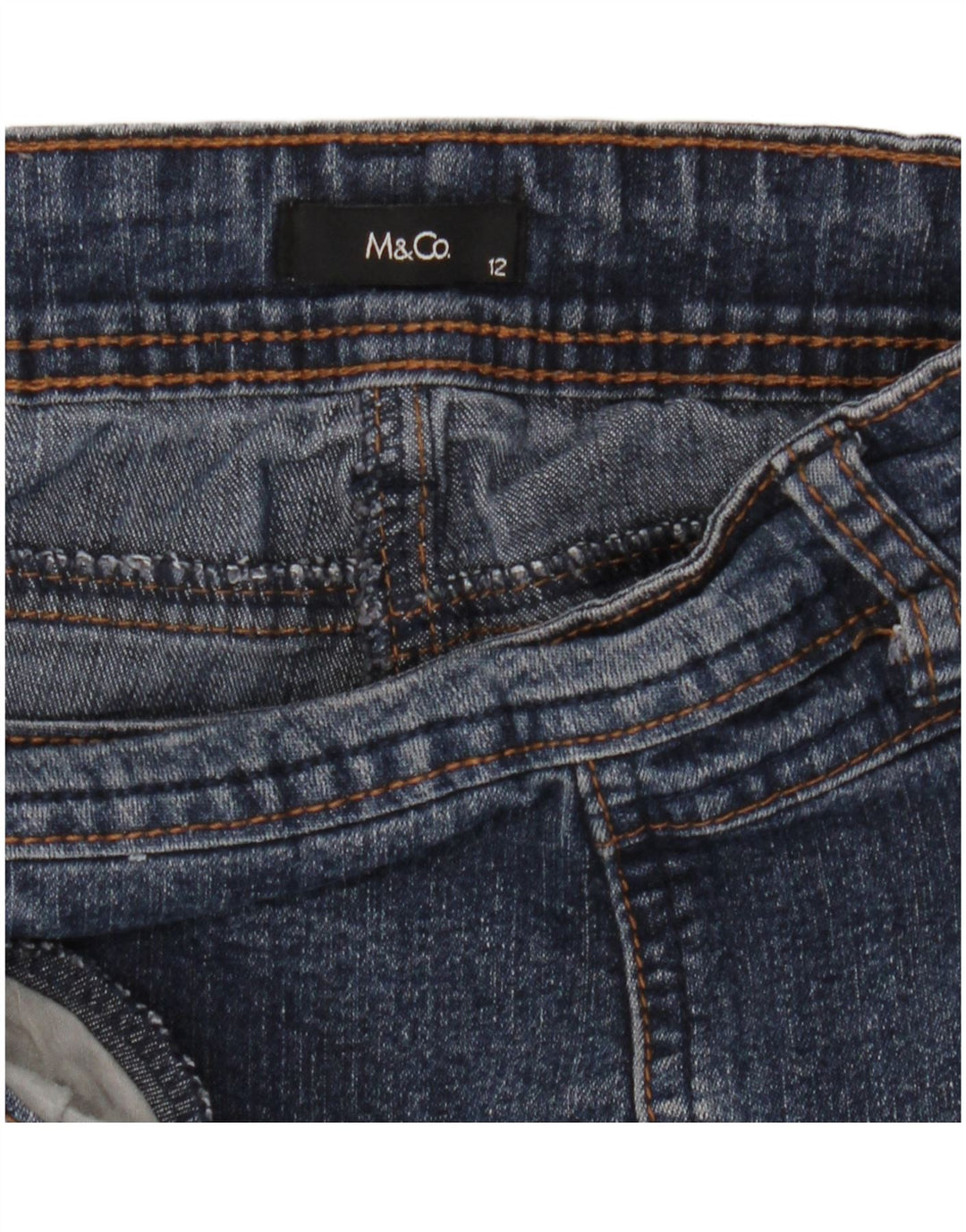 M&Co Bermudas vaqueras para mujer UK 12 Medium W32 Algodón azul