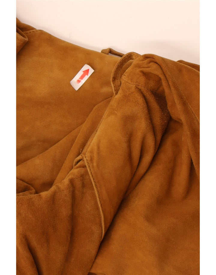 Vintage mujer 3 botones ante Blazer chaqueta IT 48 XL cuero marrón