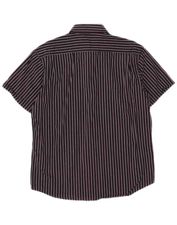 Ben Sherman Camisa de manga corta para hombre de algodón a rayas negras grandes