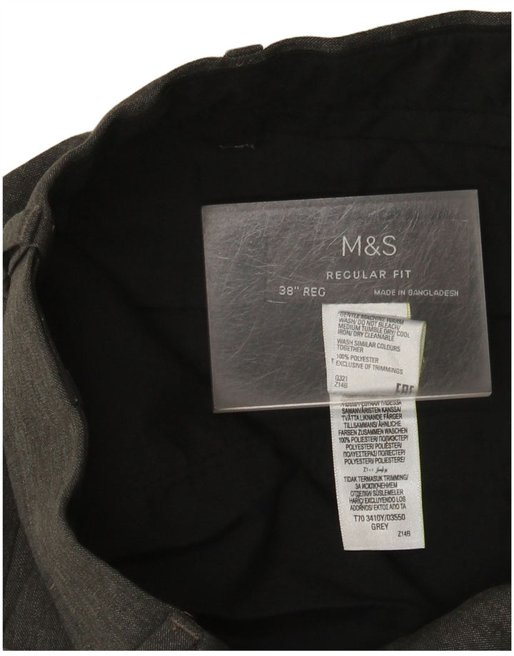 Marks & Spencer Pantalones de traje rectos de corte regular para hombre W38 L31 Gris