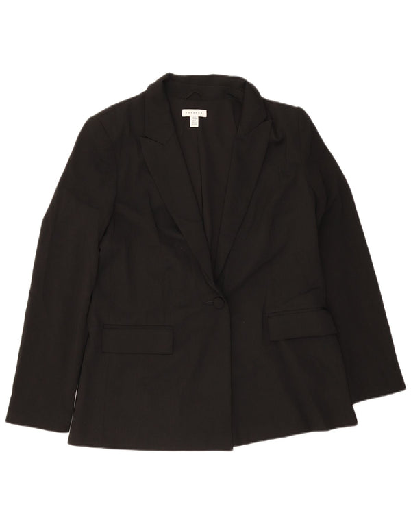 Topshop Chaqueta tipo blazer con 1 botón para mujer UK 10 Small Poliéster negro