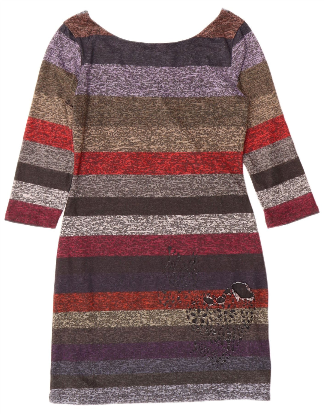 DESIGUAL Vestido tubo de manga 3/4 para mujer UK 40 Mediano Rayas multicolores