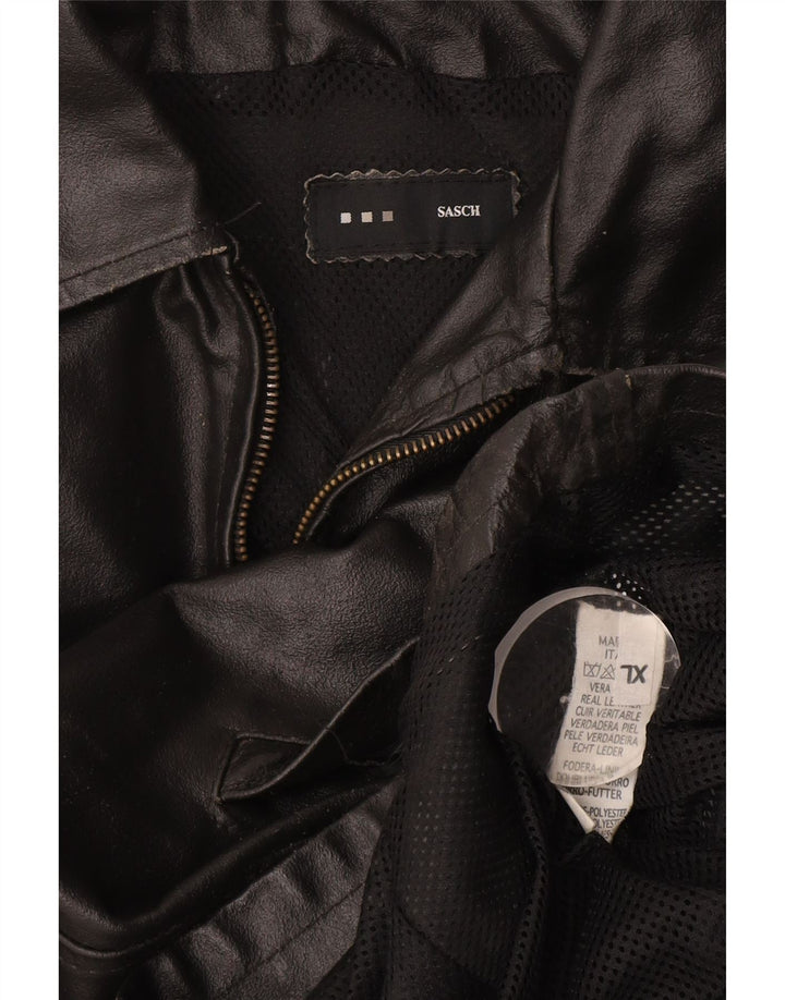 Chaqueta de cuero vintage para hombre Reino Unido 42 XL cuero negro