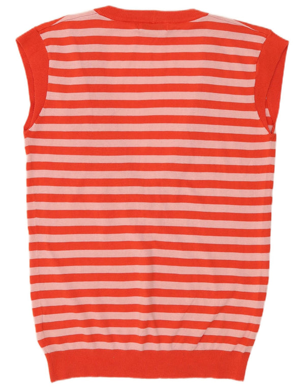 Topshop Camiseta sin mangas para mujer UK 10 Small Red Stripe Cotton
