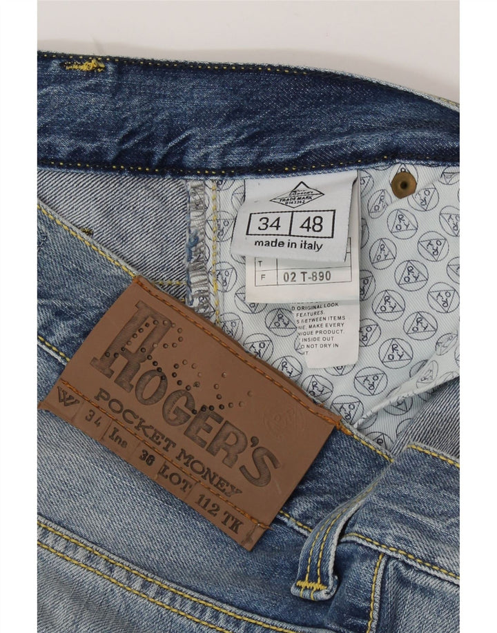 Roy Rogers Jeans rectos para hombre IT 48 Medium W34 L35 Algodón azul