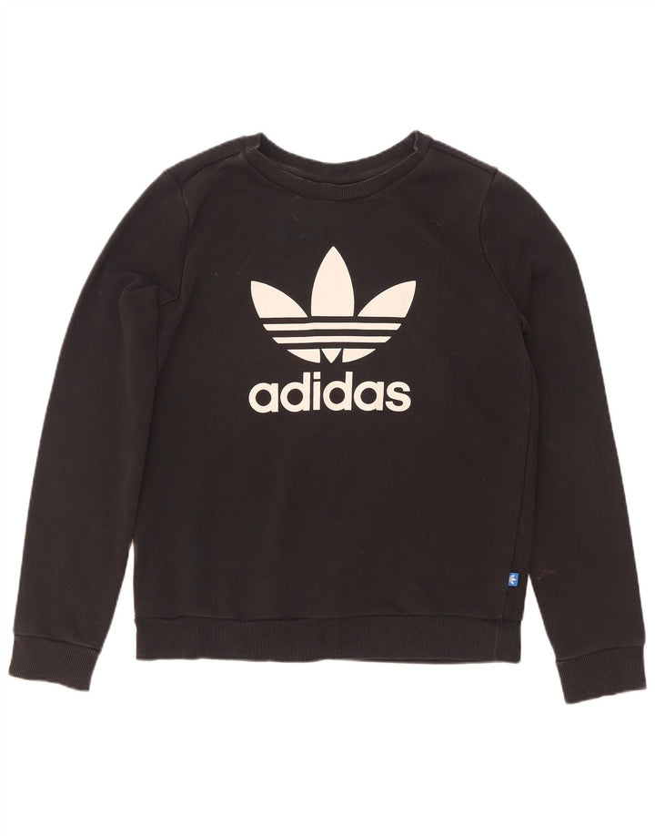 Adidas - Sudadera gráfica para mujer, talla 12, algodón negro mediano