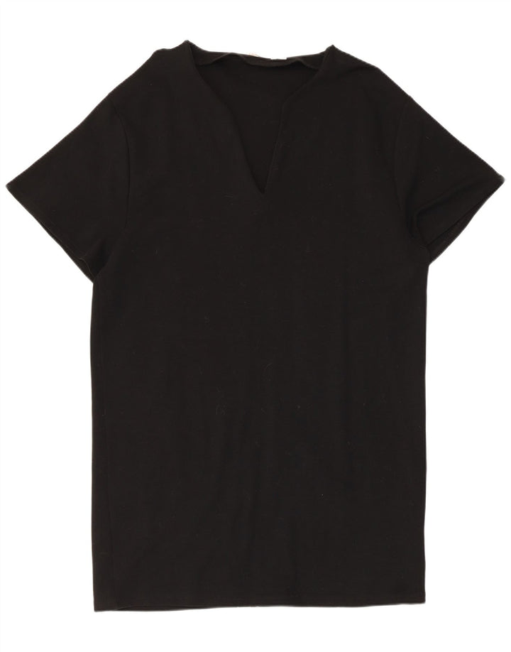 Zara Mujer Vestido Camiseta Reino Unido 44 Mediano Negro