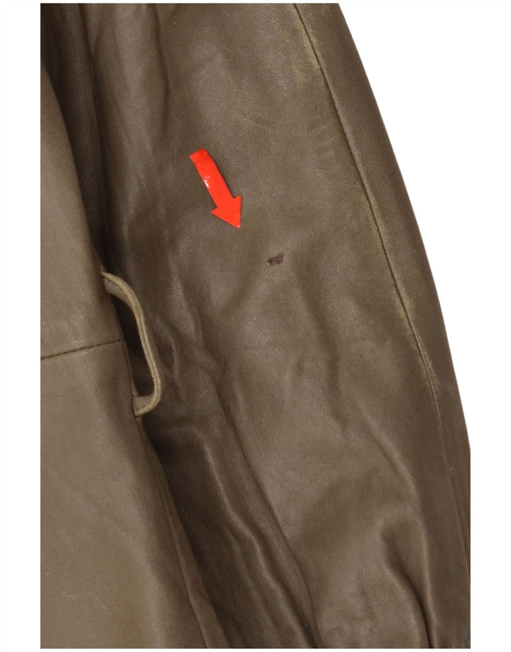 Chaqueta de cuero vintage para mujer IT 44 Cuero caqui medio