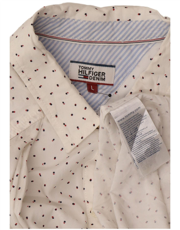 Tommy Hilfiger Camisa para mujer UK 46 Large White Spotted Lyocell