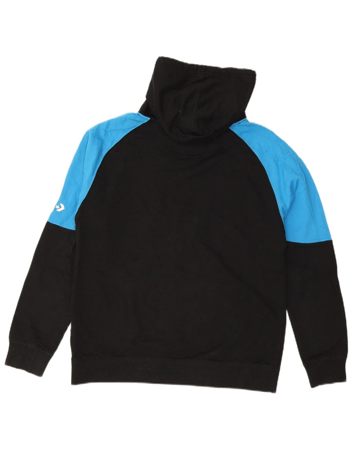 CONVERSE Hombre Sudadera con capucha gráfica Jersey de algodón color block mediano negro