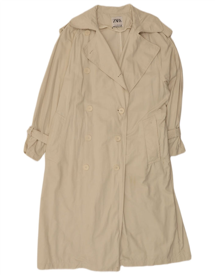 ZARA Mujer Gabardina Extragrande UK 44 Poliéster Beige Medio