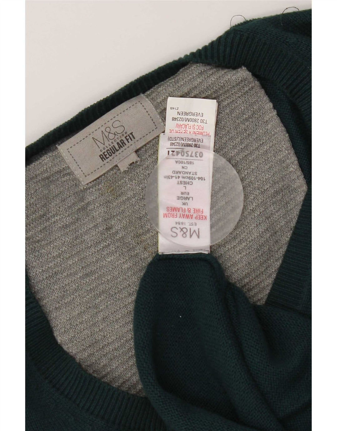 Marks & Spencer Jersey Regular Fit con Cuello en V para Hombre Algodón Verde Grande