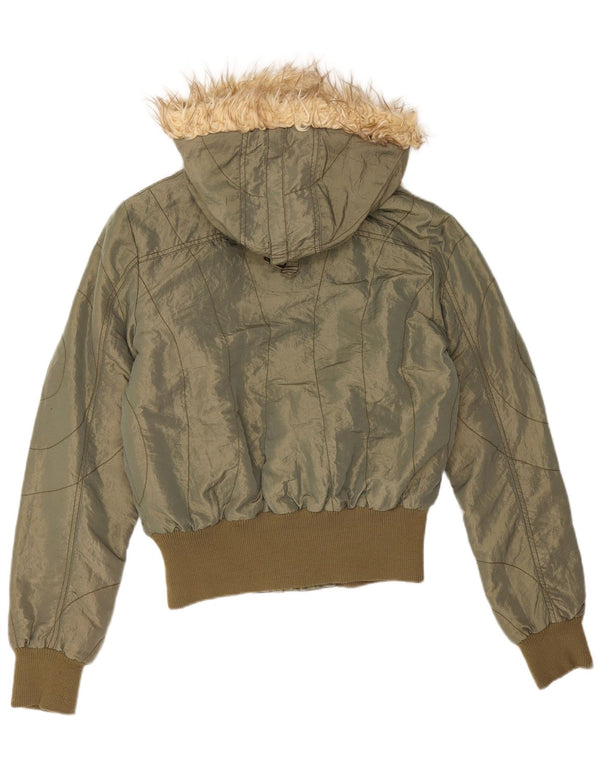 Calliope Chaqueta acolchada con capucha para mujer UK 46 Large Khaki Nylon