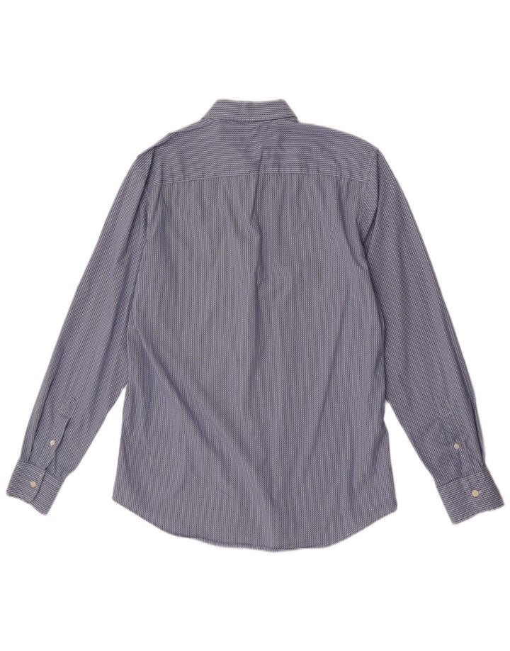 Camisa Benetton Hombre Large Algodón De Rayas Azul