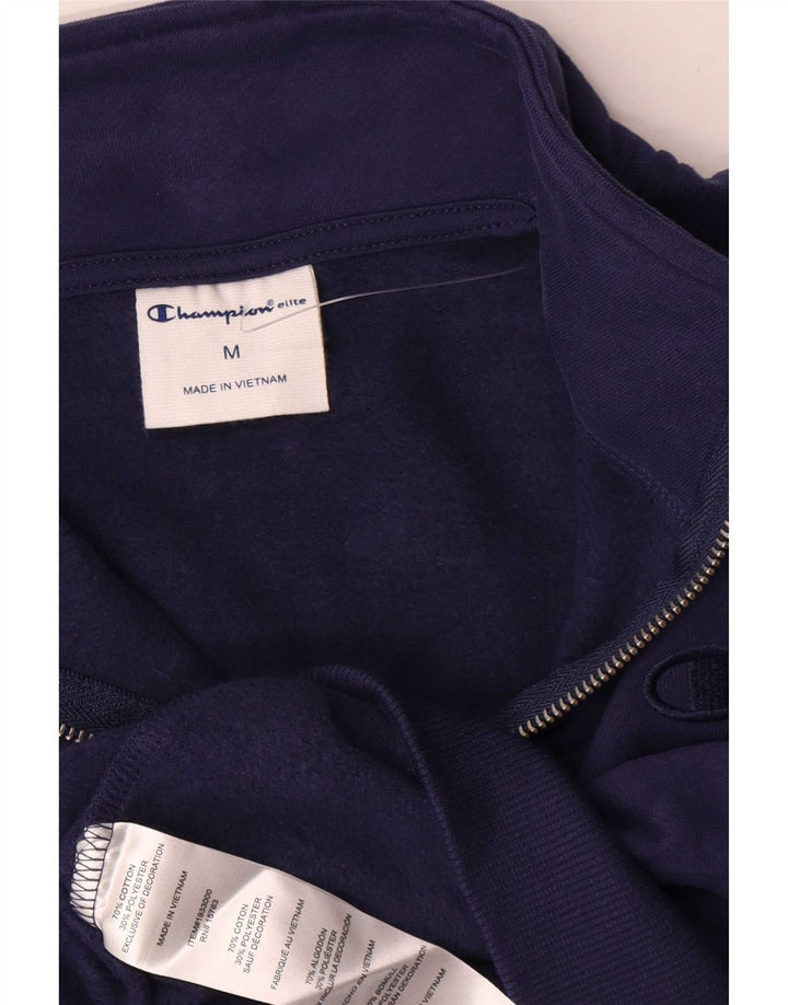 Champion Sudadera con cuello con cremallera para hombre, jersey de algodón azul marino mediano