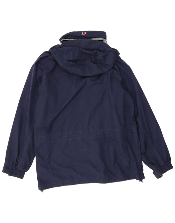 Berghaus Chaqueta impermeable con capucha para hombre UK 40 Large Nylon azul marino