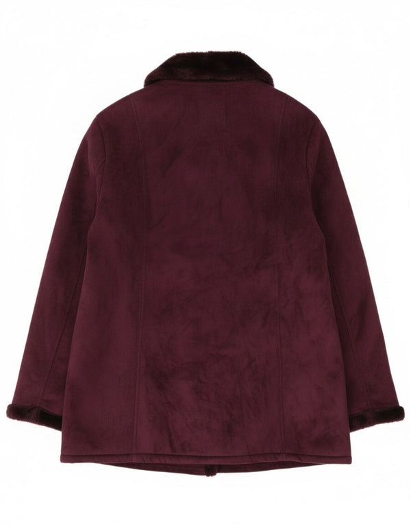 Vintage mujer oversize Sherpa abrigo Reino Unido 18 XL poliéster púrpura