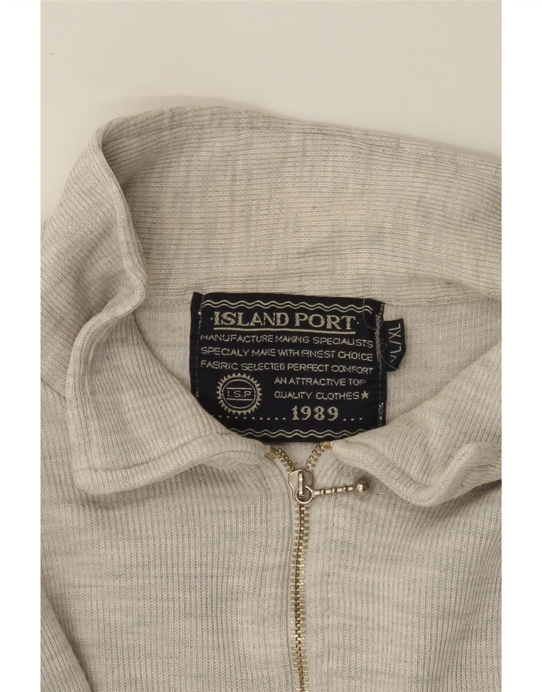 Island Port Polo de manga larga con cuello con cremallera para hombre XL Gris moteado