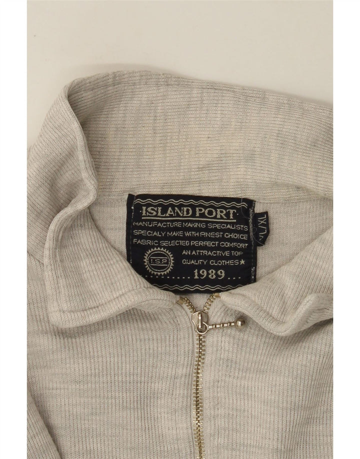 Island Port Polo de manga larga con cuello con cremallera para hombre XL Gris moteado