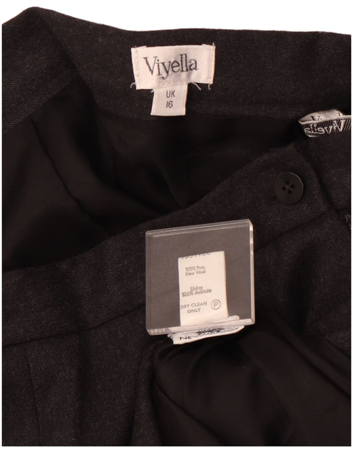 VIYELLA Falda plisada para mujer UK 16 Large W32 Gris Lana nueva