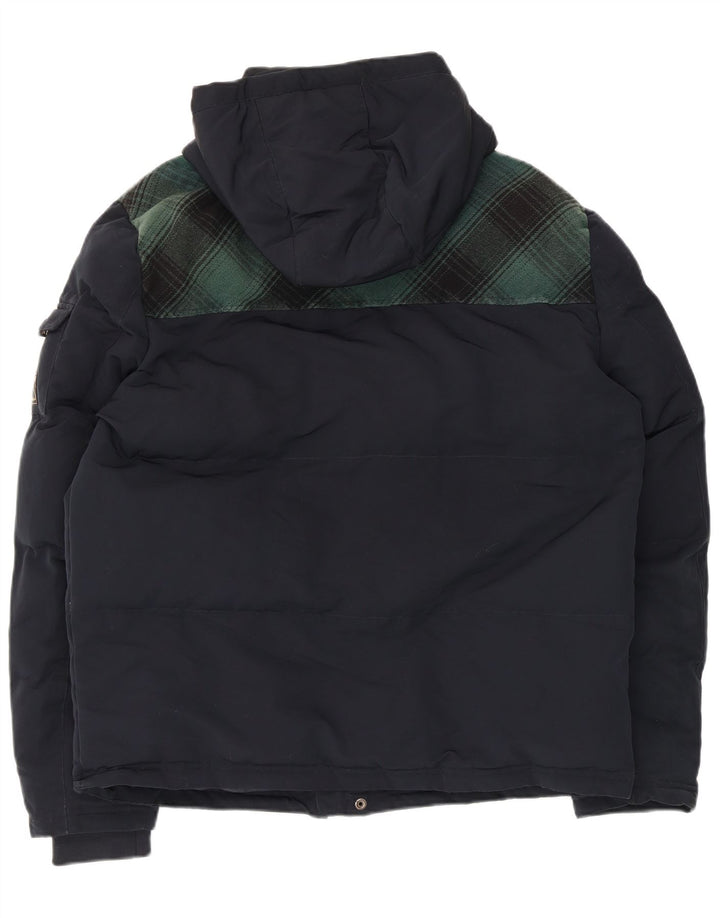 Superdry Chaqueta de esquí con capucha para hombre UK 42 XL Poliéster a cuadros azul marino