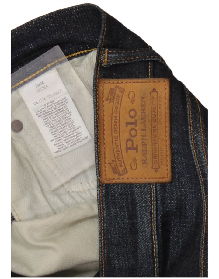 POLO RALPH LAUREN Vaqueros ajustados para hombre W33 L34 Algodón azul marino