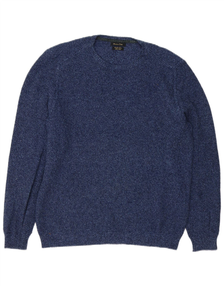 Massimo Dutti Jersey Cuello Redondo Hombre Medio Azul Marino Algodón