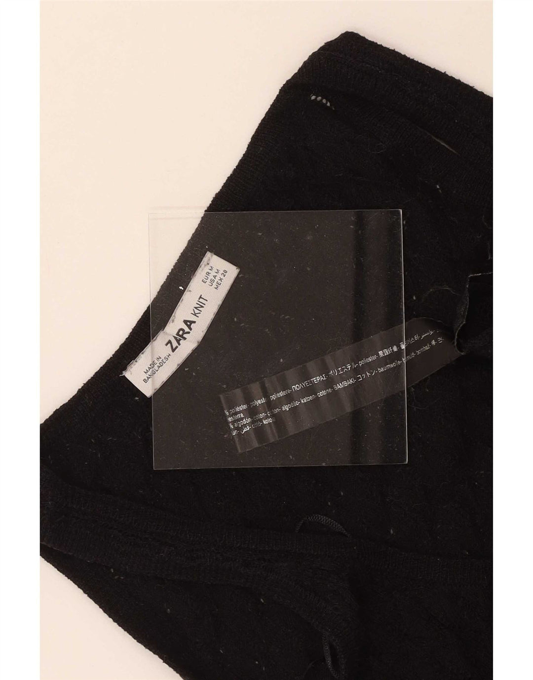 Zara Mujer Chaleco Tank Top UK 12 Medium Negro Poliéster
