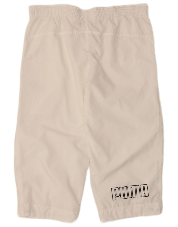 Puma Bermudas gráficas para hombre, pantalones cortos deportivos, poliéster blanco pequeño