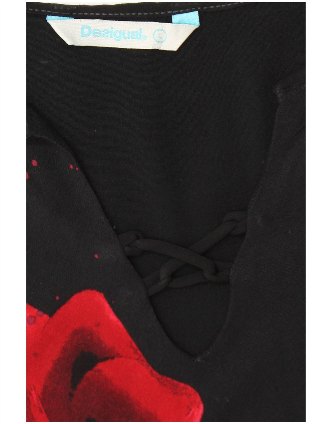 DESIGUAL Blusa sin mangas para mujer Top UK 44 Grande Negro Floral