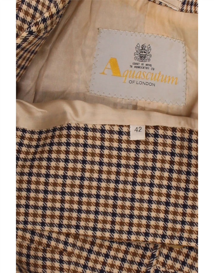 AQUASCUTUM Womens 2 Button Blazer Jacket IT 42 Medium Brown Houndstooth
