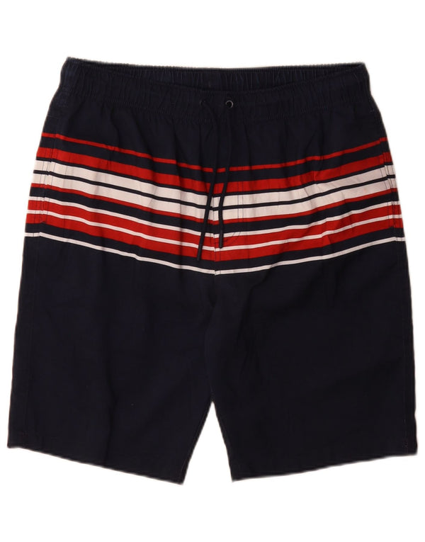 Marks & Spencer Bañador para hombre, tamaño mediano, poliéster a rayas, color azul marino