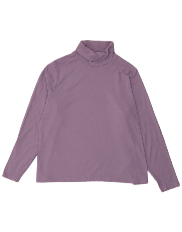 Marks & Spencer Top con cuello vuelto para mujer, manga larga, UK 20 2XL, algodón morado