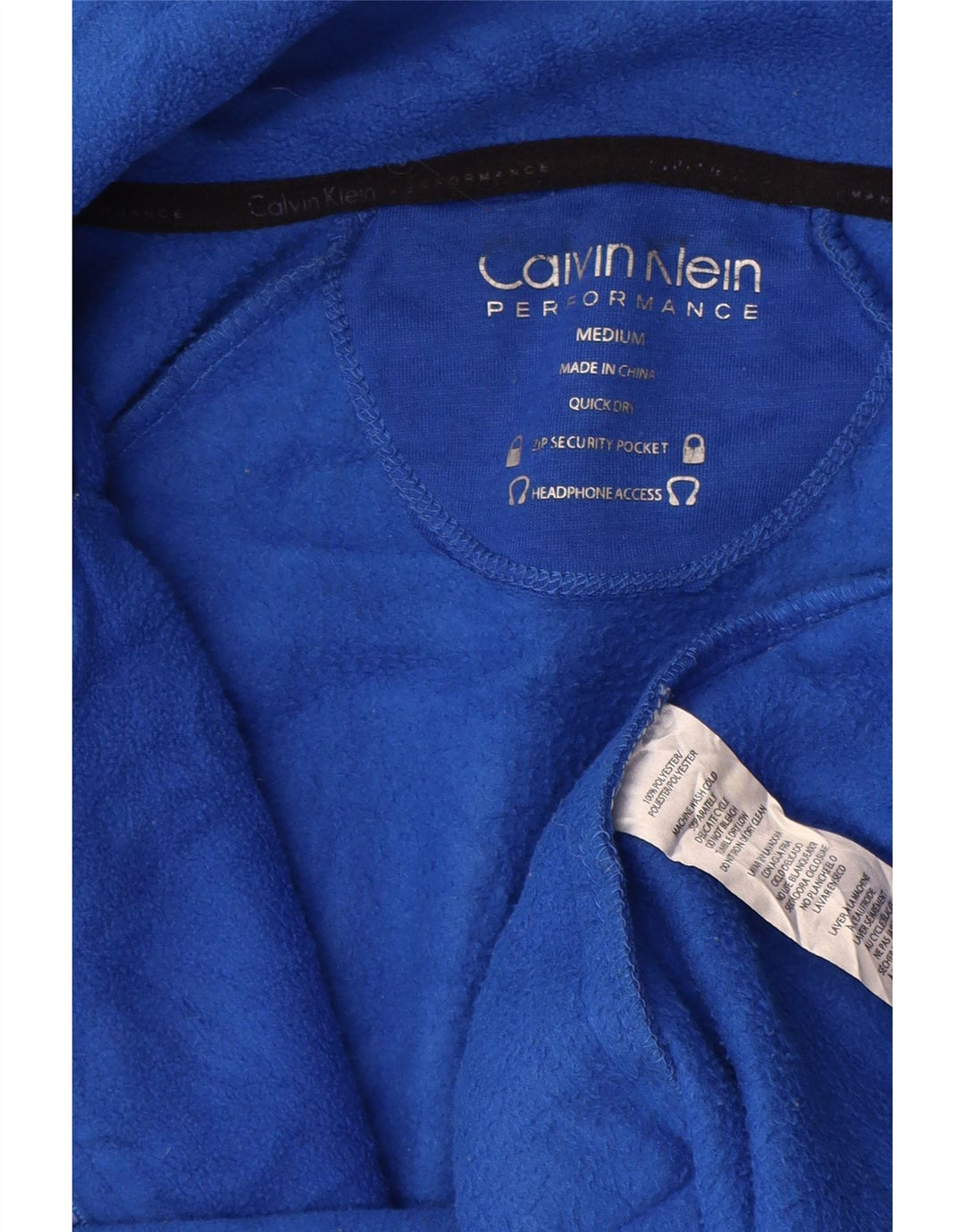 CALVIN KLEIN Chaqueta polar gráfica para mujer UK 44 Poliéster azul medio