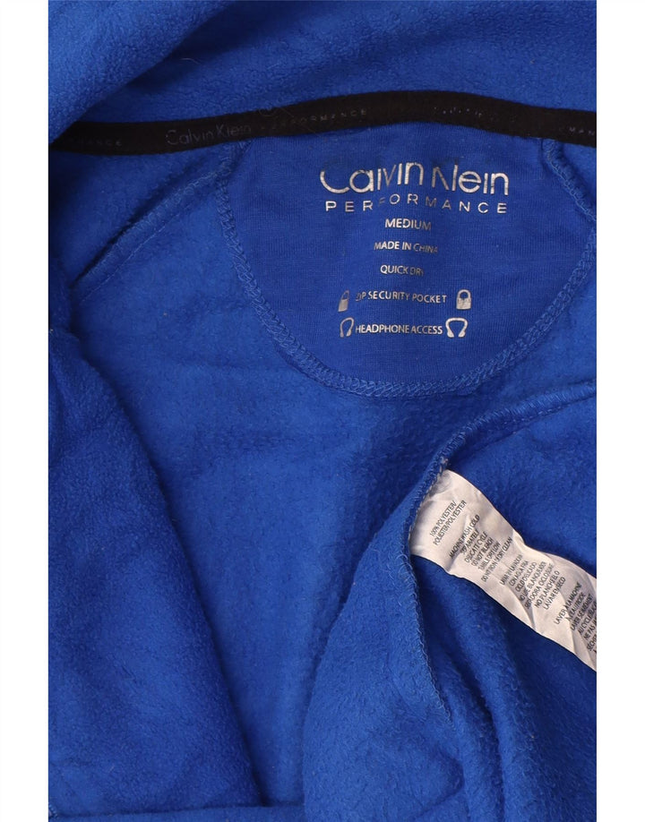 CALVIN KLEIN Chaqueta polar gráfica para mujer UK 44 Poliéster azul medio