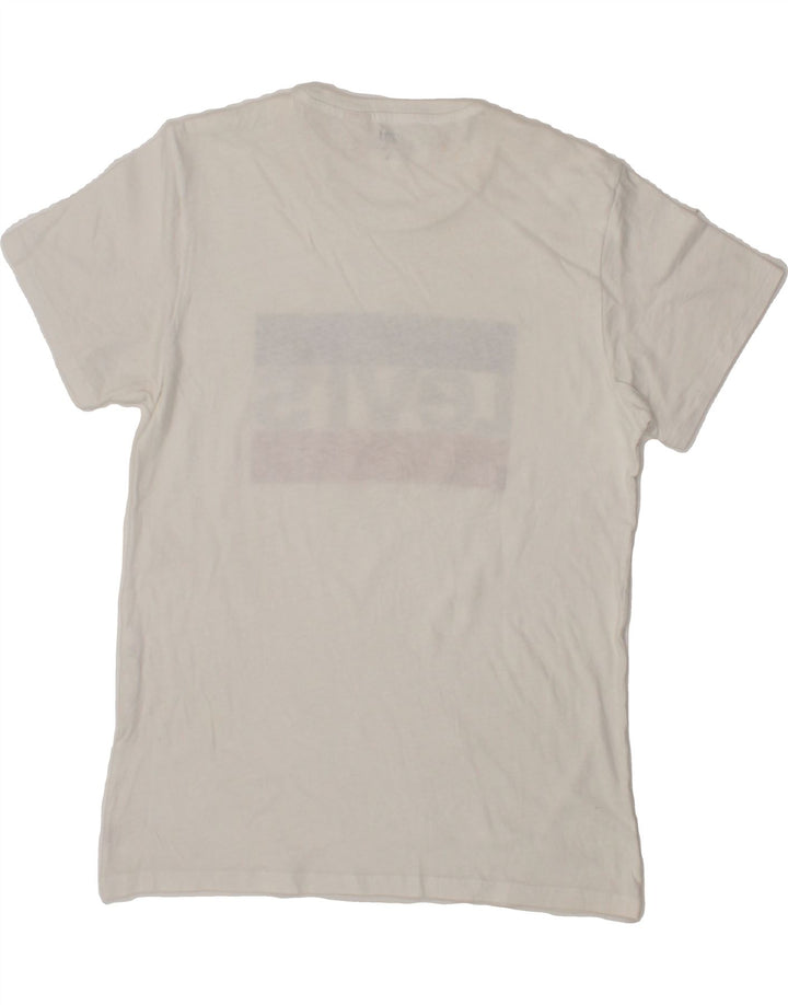 LEVI'S Womens Graphic T-Shirt Top UK 14 Medium White Vintage Levi's and Second-Hand Levi's from Messina Hembry 