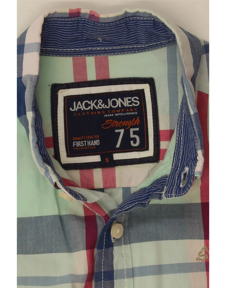 Jack & Jones Hombre Camisa De Manga Corta Small Green Plaid