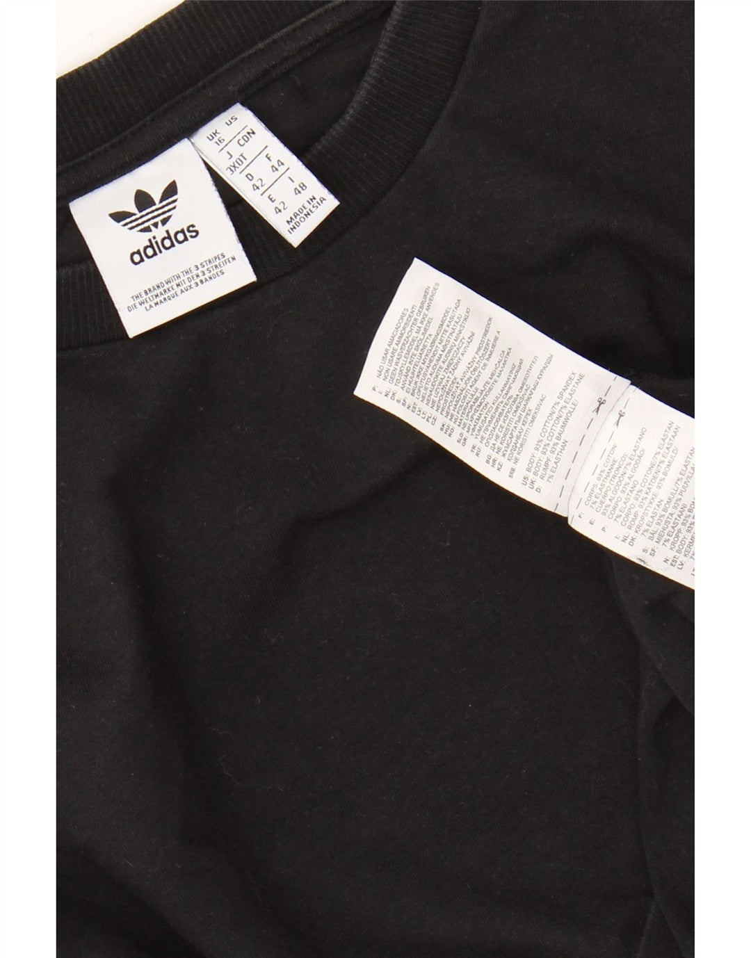 ADIDAS Top corto para mujer de manga larga UK 46 Grande Algodón negro