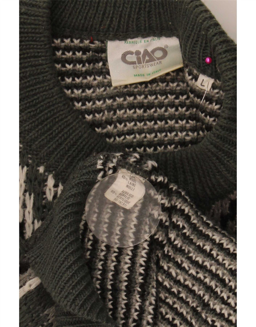 Ciao Hombre Jersey De Cuello Redondo Jersey De Lana A Rayas Verde Grande
