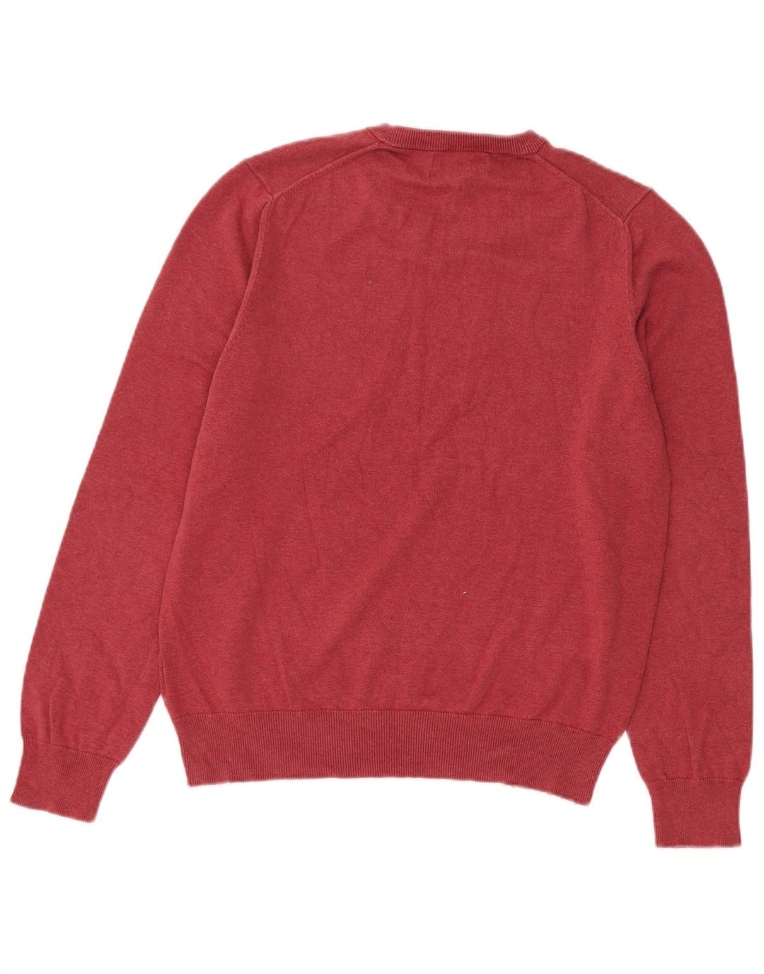 Marks & Spencer Jersey con cuello en V para hombre de algodón burdeos medio