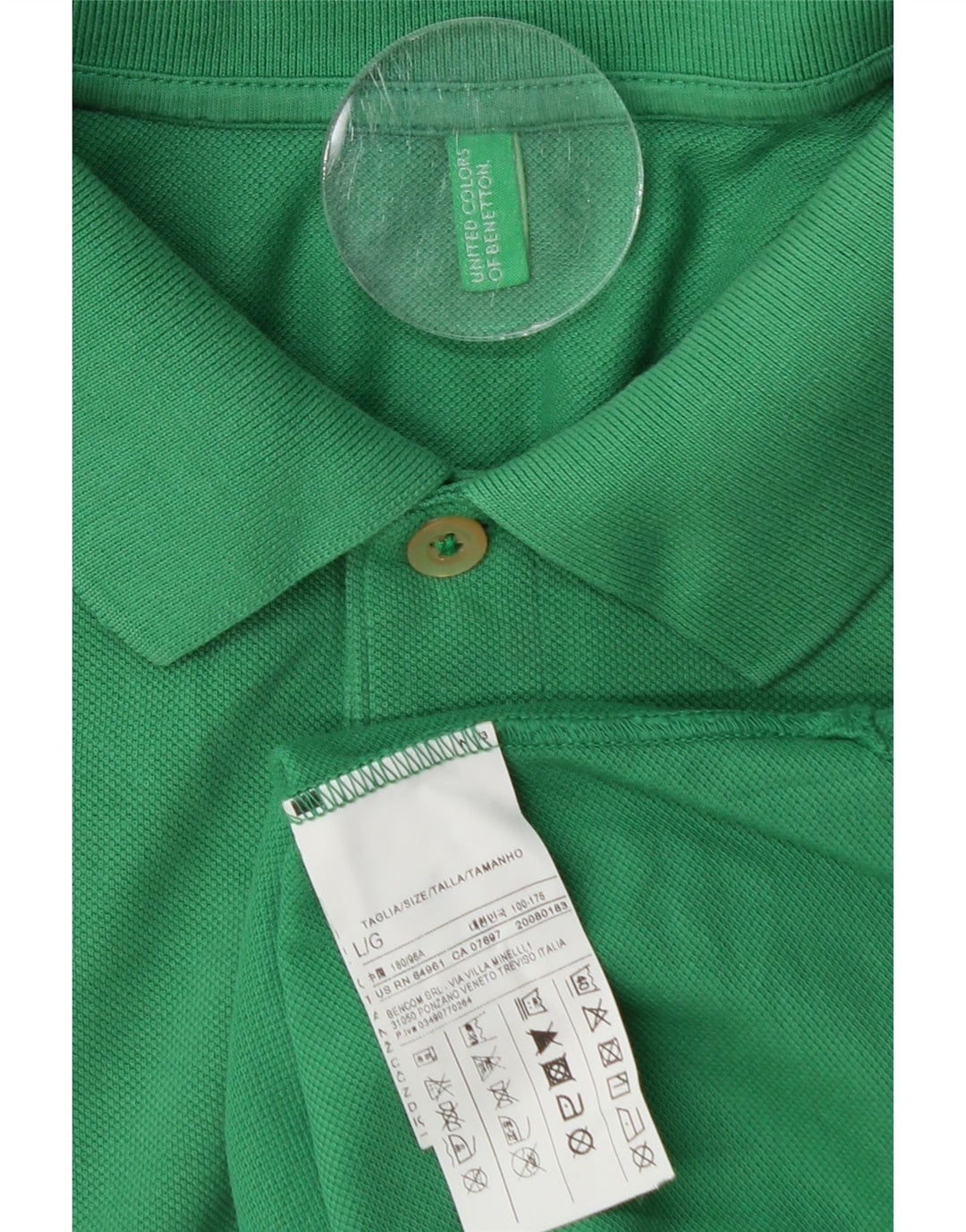BENETTON Polo Hombre Grande Algodón Verde