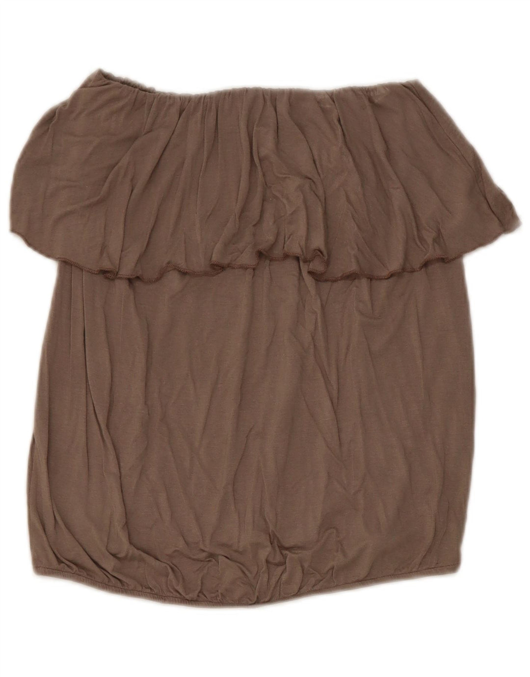 Benetton Top Corto Con Hombros Descubiertos Mujer UK 42 Viscosa Gris Medio