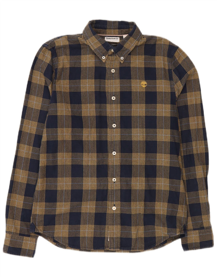 TIMBERLAND Camisa de franela slim fit de algodón a cuadros azul marino pequeño para hombre