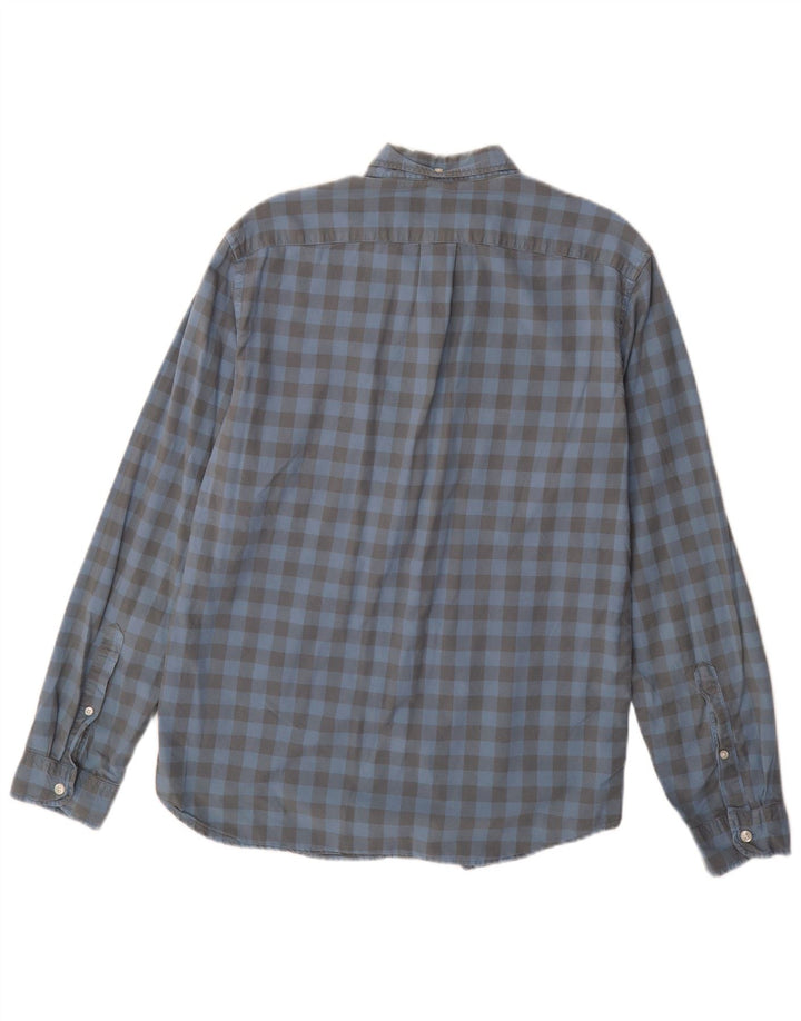 J. CREW Camisa ajustada para hombre de algodón a cuadros azul medio